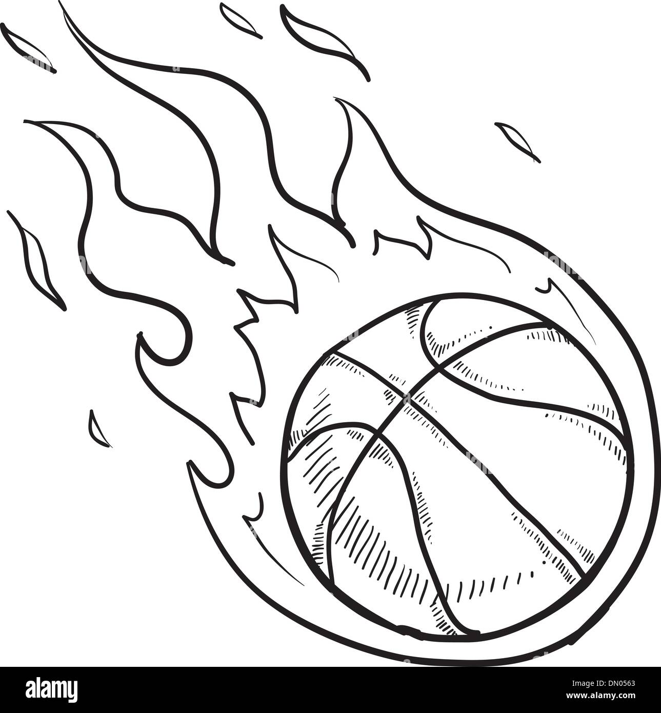 Flaming baloncesto dibujo vectorial Imagen Vector de stock - Alamy