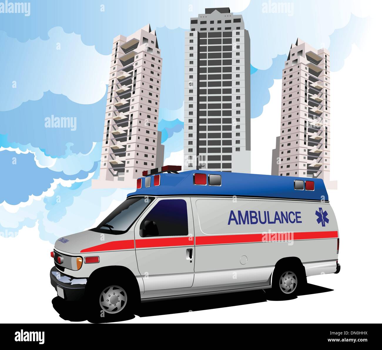 Dormitorio y ambulancia. Ilustración vectorial Ilustración del Vector