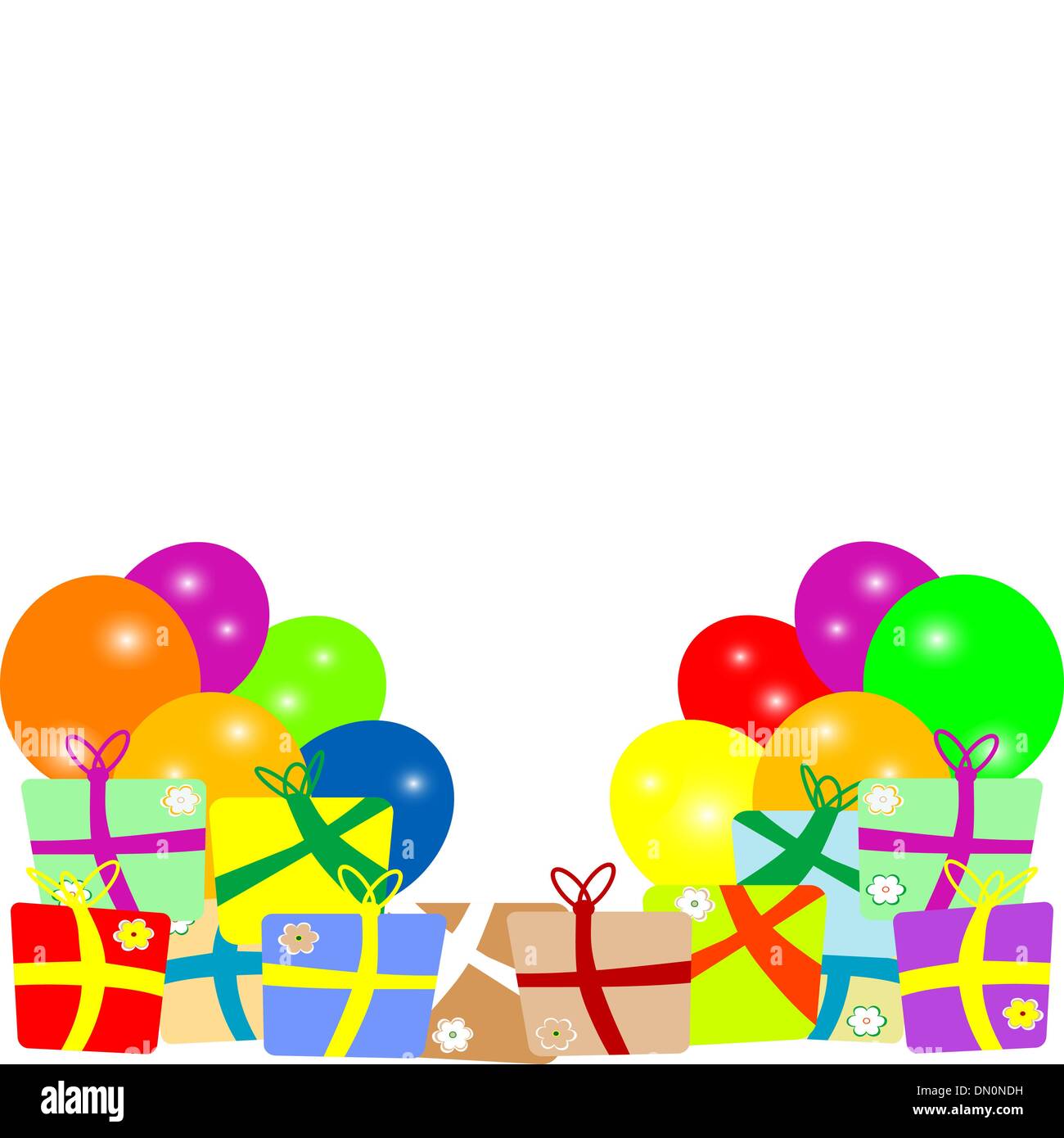 Tarjeta para cumpleaños con globos y regalos de vectores Imagen Vector de  stock - Alamy