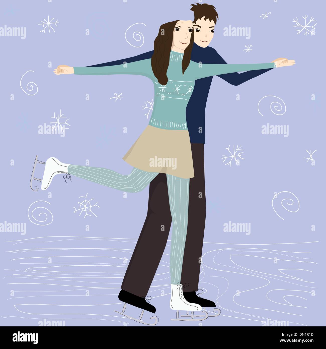 Pareja en la pista de patinaje Imagen Vector de stock - Alamy Pareja en la pista de patinaje Imagen Vector de stock - Alamy