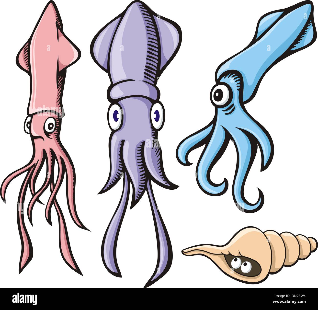 Dibujos animados de calamar Ilustración del Vector