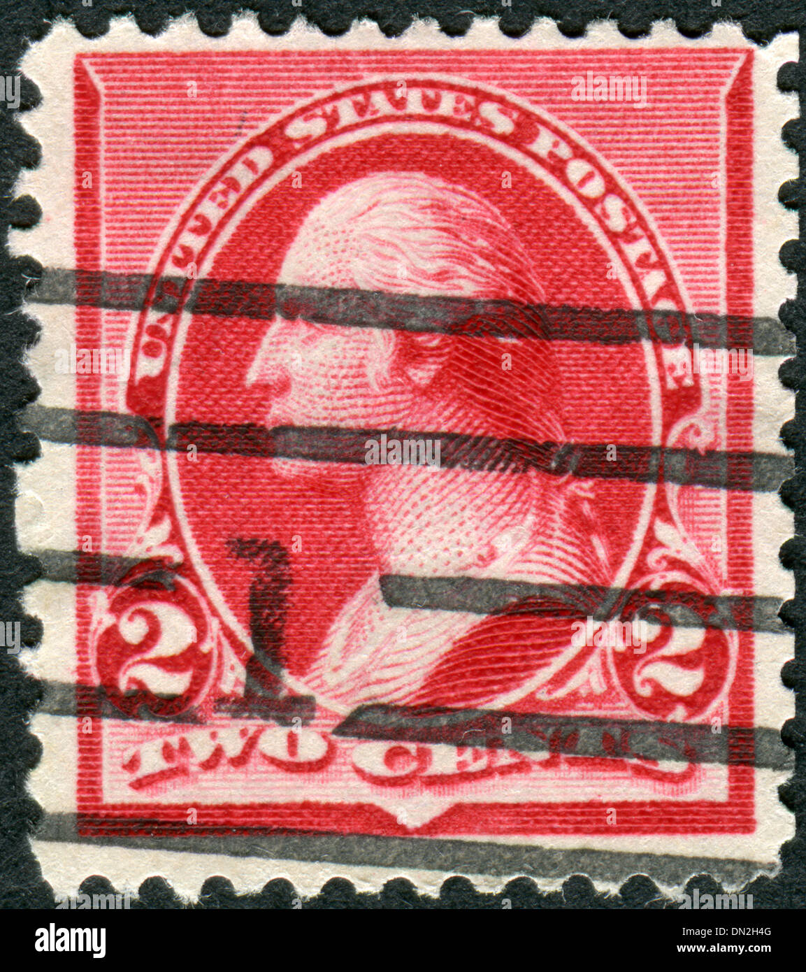 Sello impreso en los Estados Unidos, un retrato del primer Presidente de los Estados Unidos, fundador de los Estados Unidos de América, George Washington Foto de stock