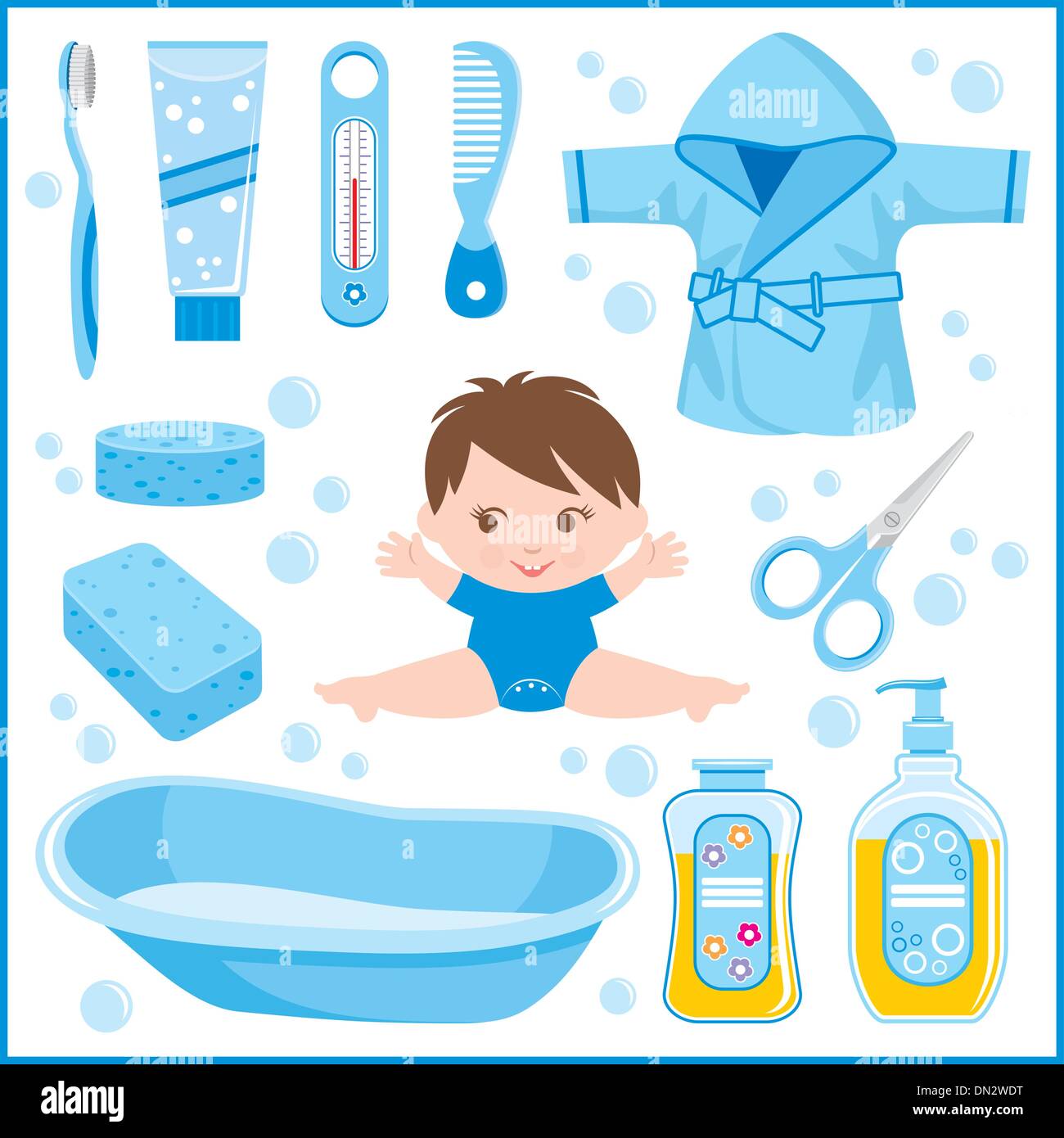 Conjunto de cosas de niños para el baño Imagen Vector de stock - Alamy