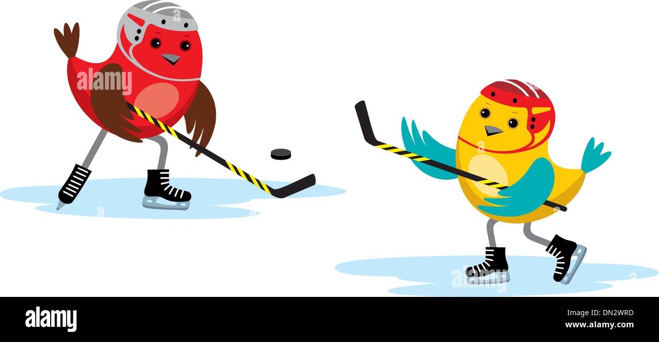 Las aves jugar hockey Ilustración del Vector