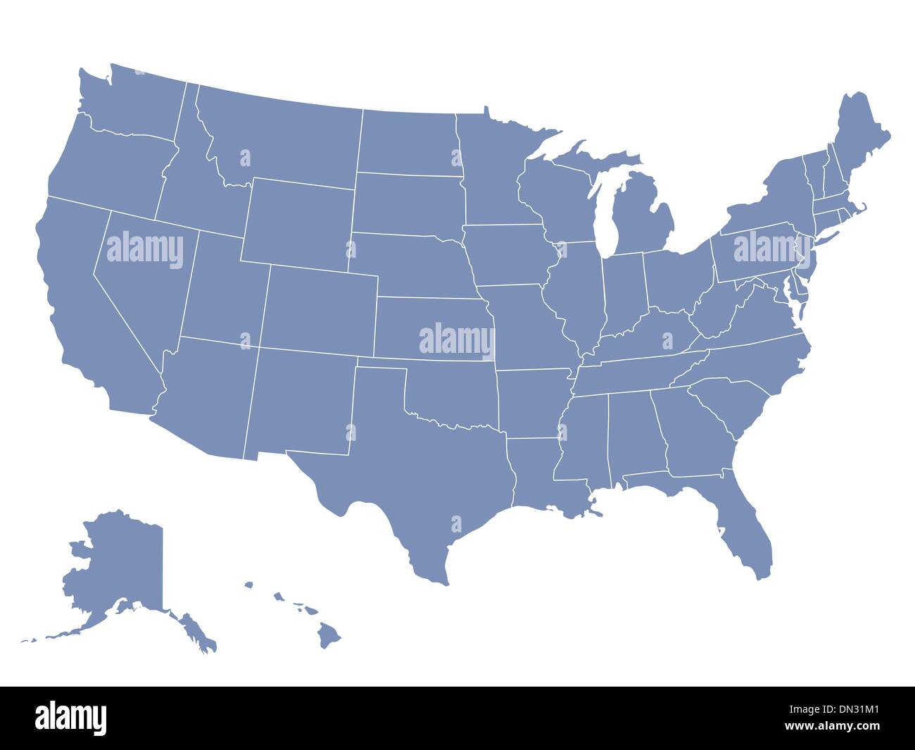 Mapa de vectores de los Estados Unidos de América Ilustración del Vector