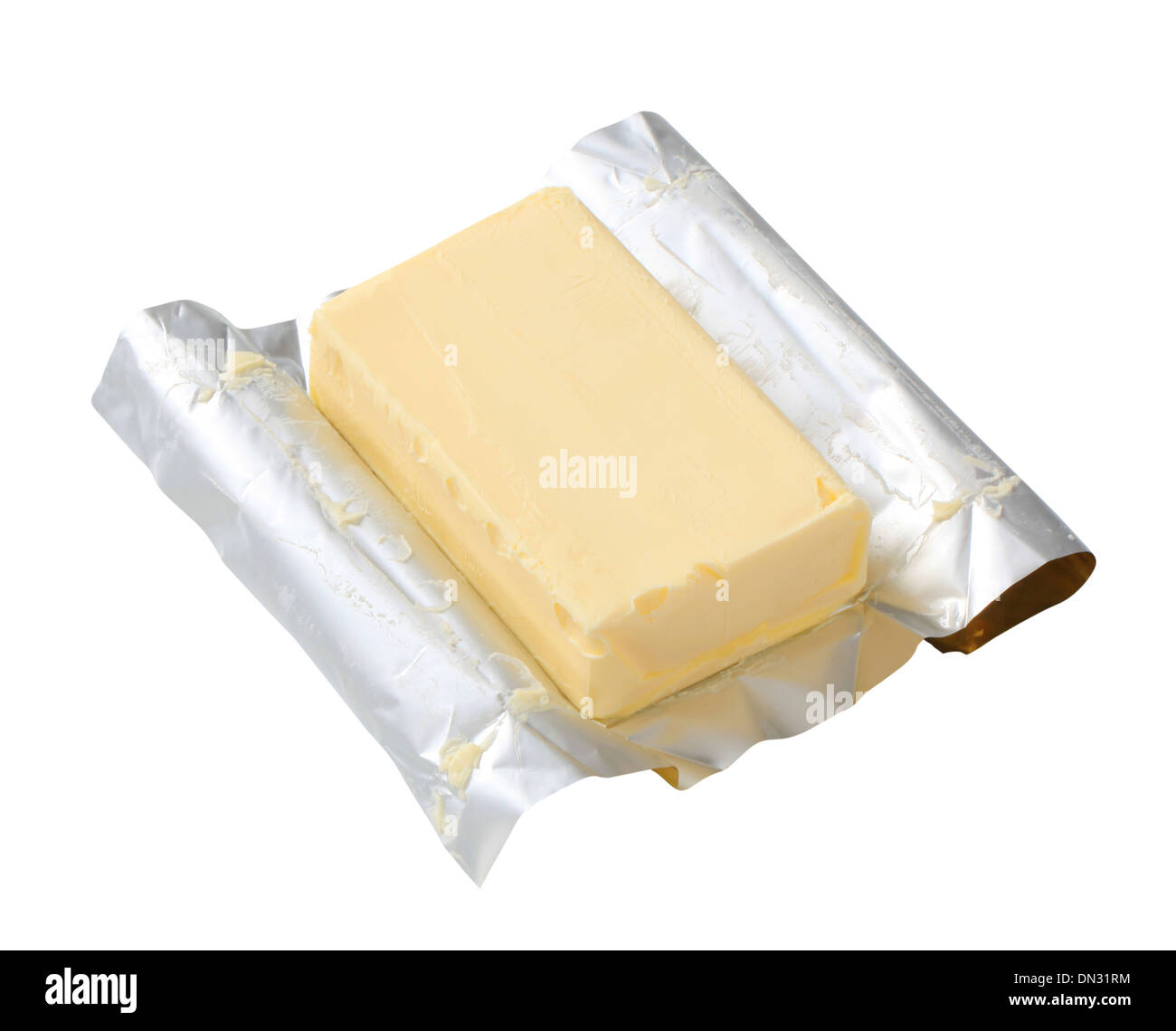 Bloque de mantequilla fresca - aislado en blanco Foto de stock