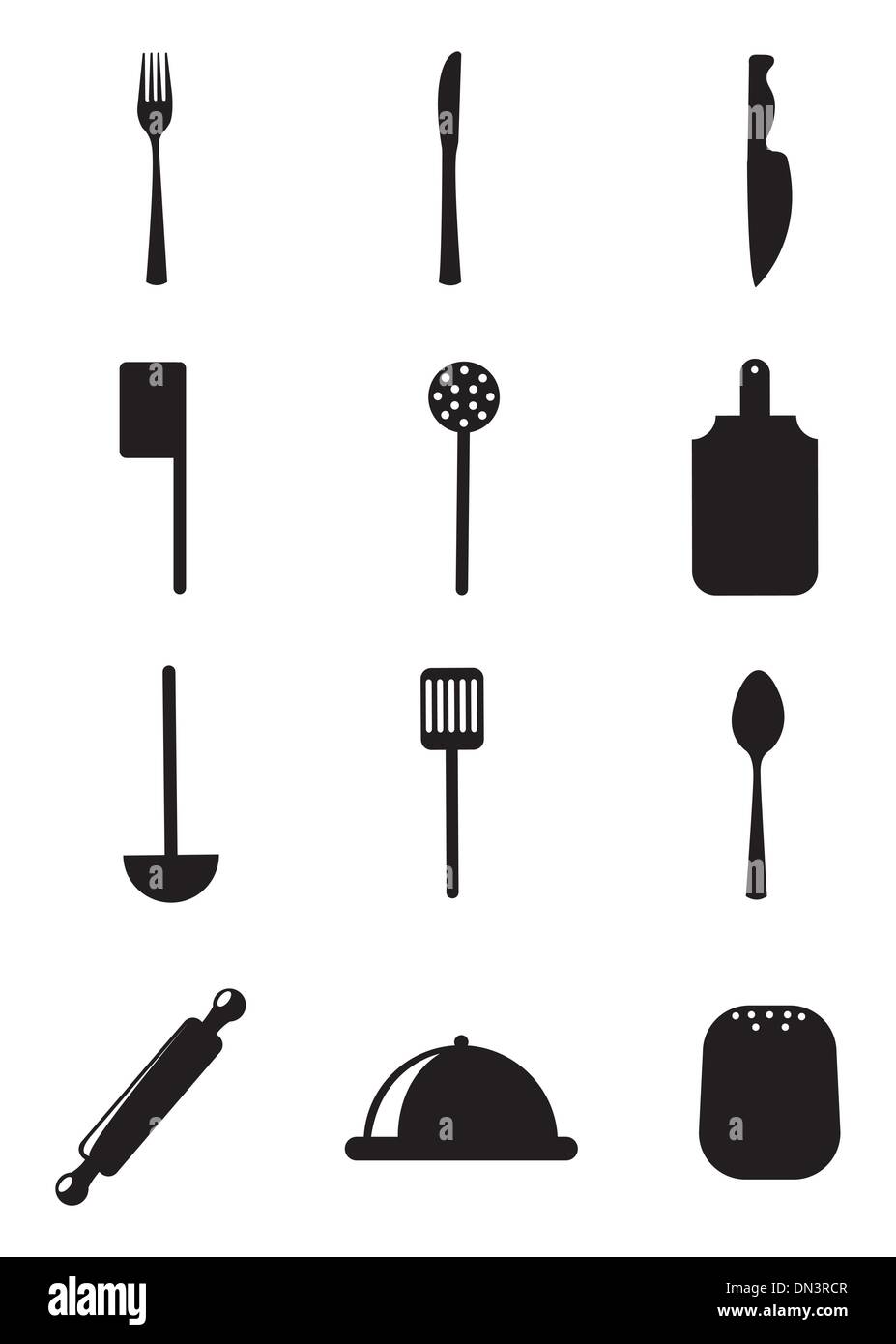 iconos de cubiertos Ilustración del Vector