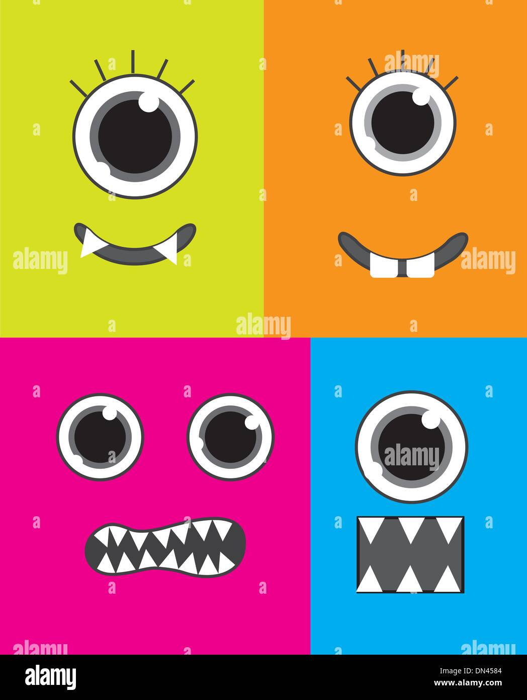 caras de monstruos Imagen Vector de stock - Alamy