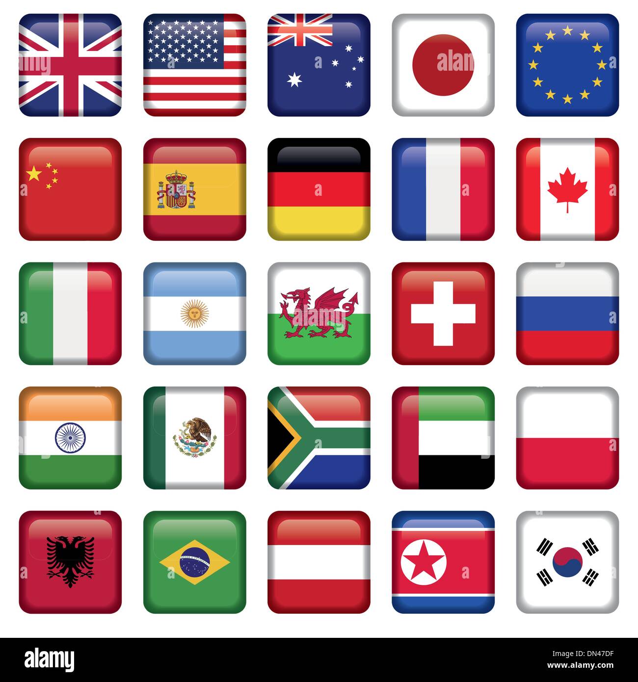 Conjunto de banderas vectoriales world top miembros Ilustración del Vector