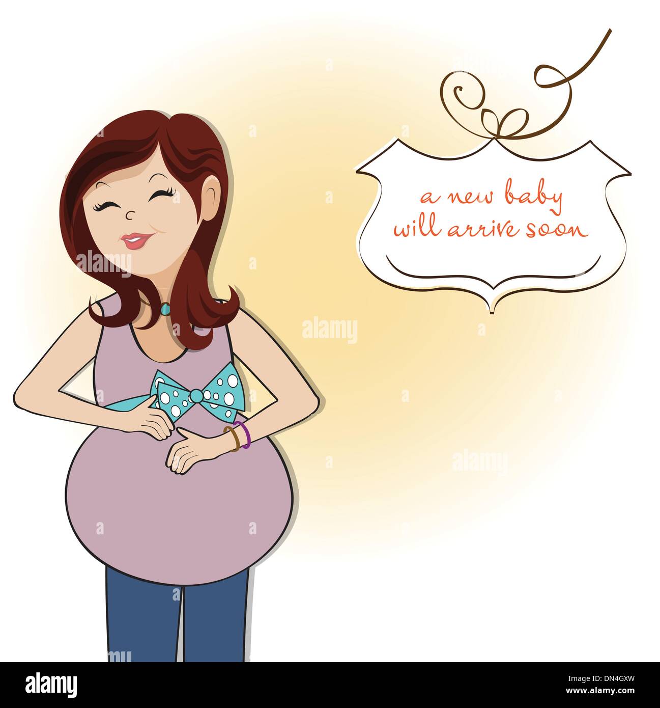 Feliz mujer embarazada, tarjeta de baby shower Imagen Vector de stock -  Alamy