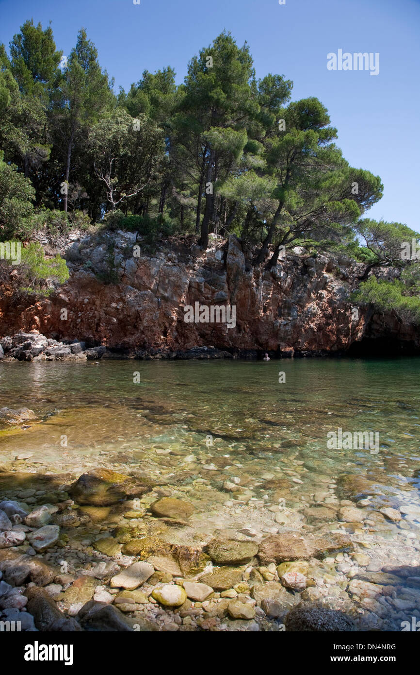 Más Mrtvo Lokrum Isla fuera de la costa de Dubrovnik, Croacia Foto de stock
