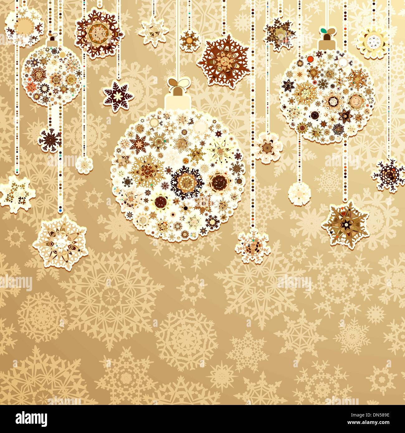 Fondo beige con bolas de Navidad. 8 EPS Ilustración del Vector