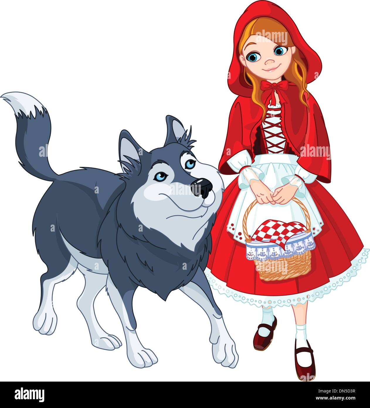 Caperucita Roja y el lobo Imagen Vector de stock - Alamy