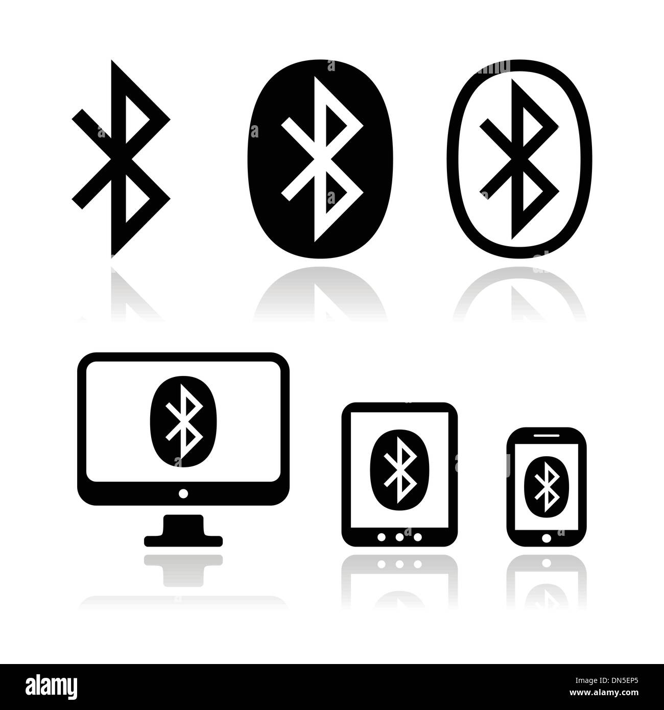 Conexión Bluetooth establecida iconos vectoriales Imagen Vector de stock -  Alamy