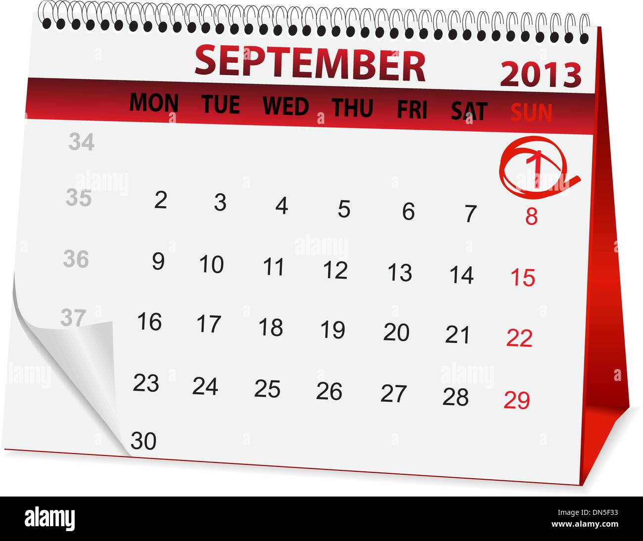 Icono para el 1 de septiembre del calendario Ilustración del Vector