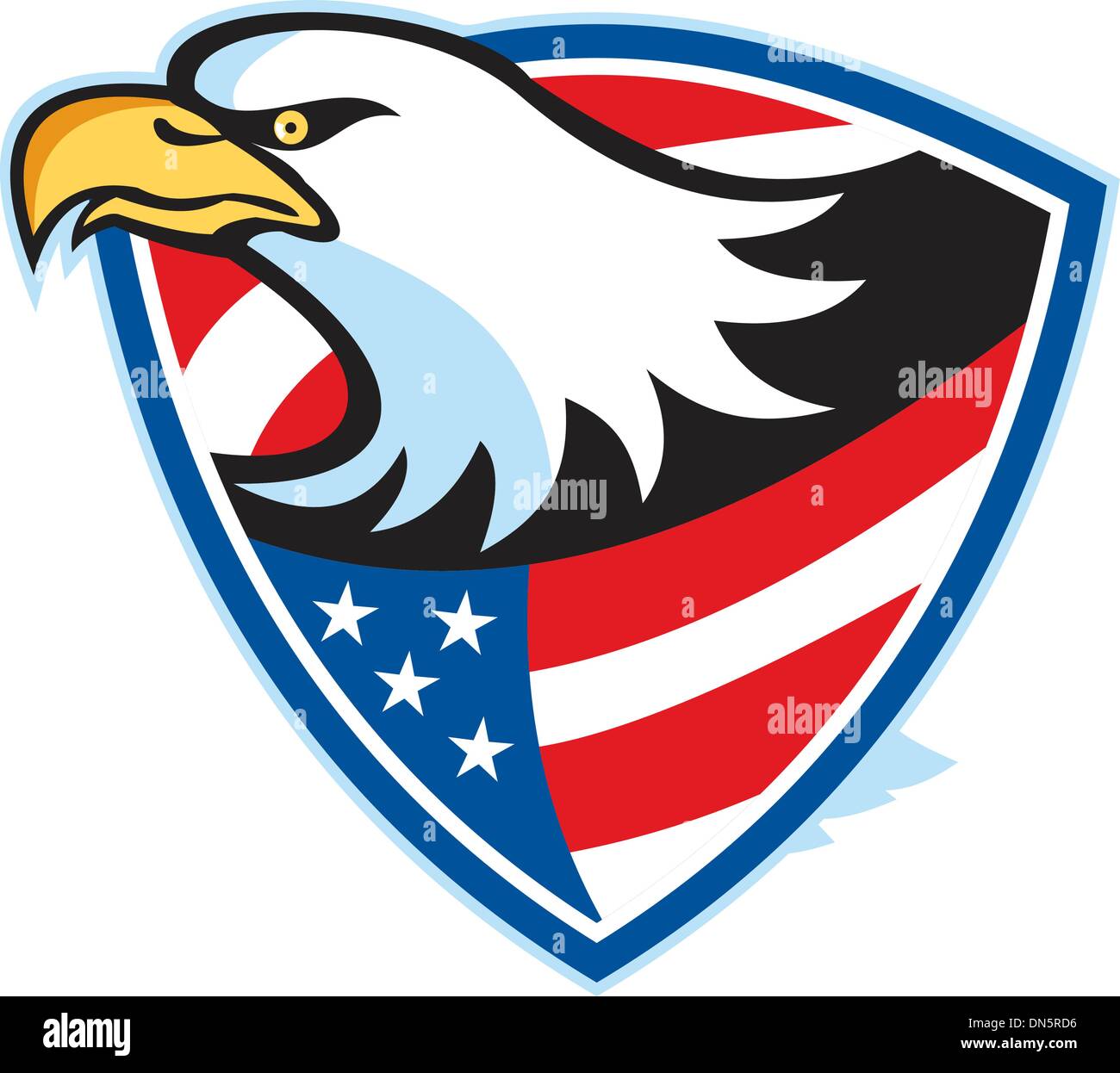 El águila calva americana Escudo bandera Imagen Vector de stock - Alamy