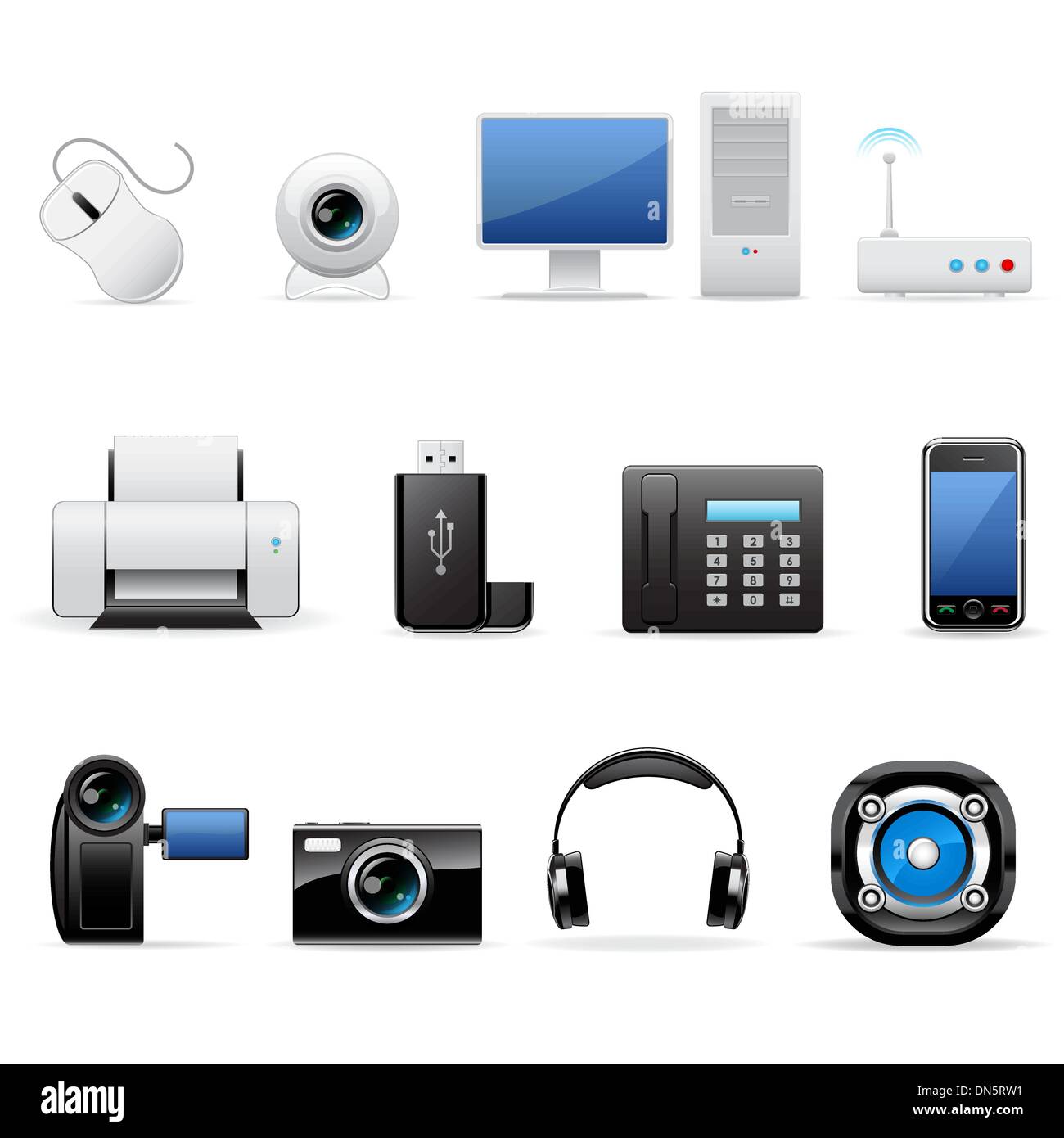 Iconos de ordenadores y productos electrónicos Imagen Vector de stock -  Alamy