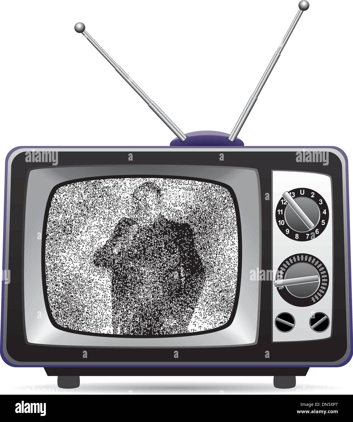 Televisor retro con estática en una pantalla Ilustración del Vector