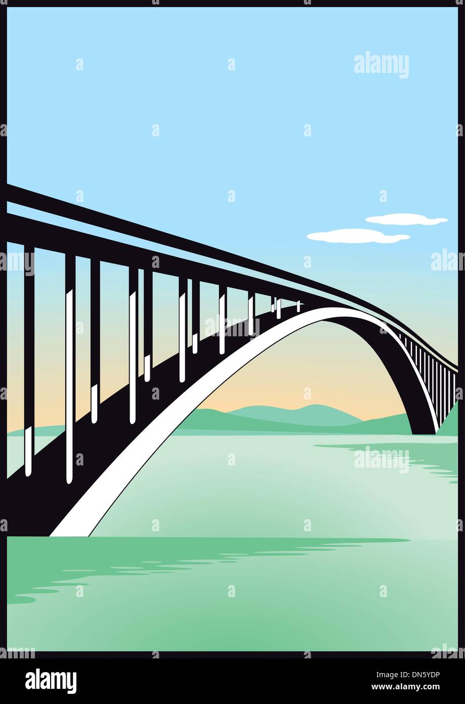 construcción del puente Ilustración del Vector