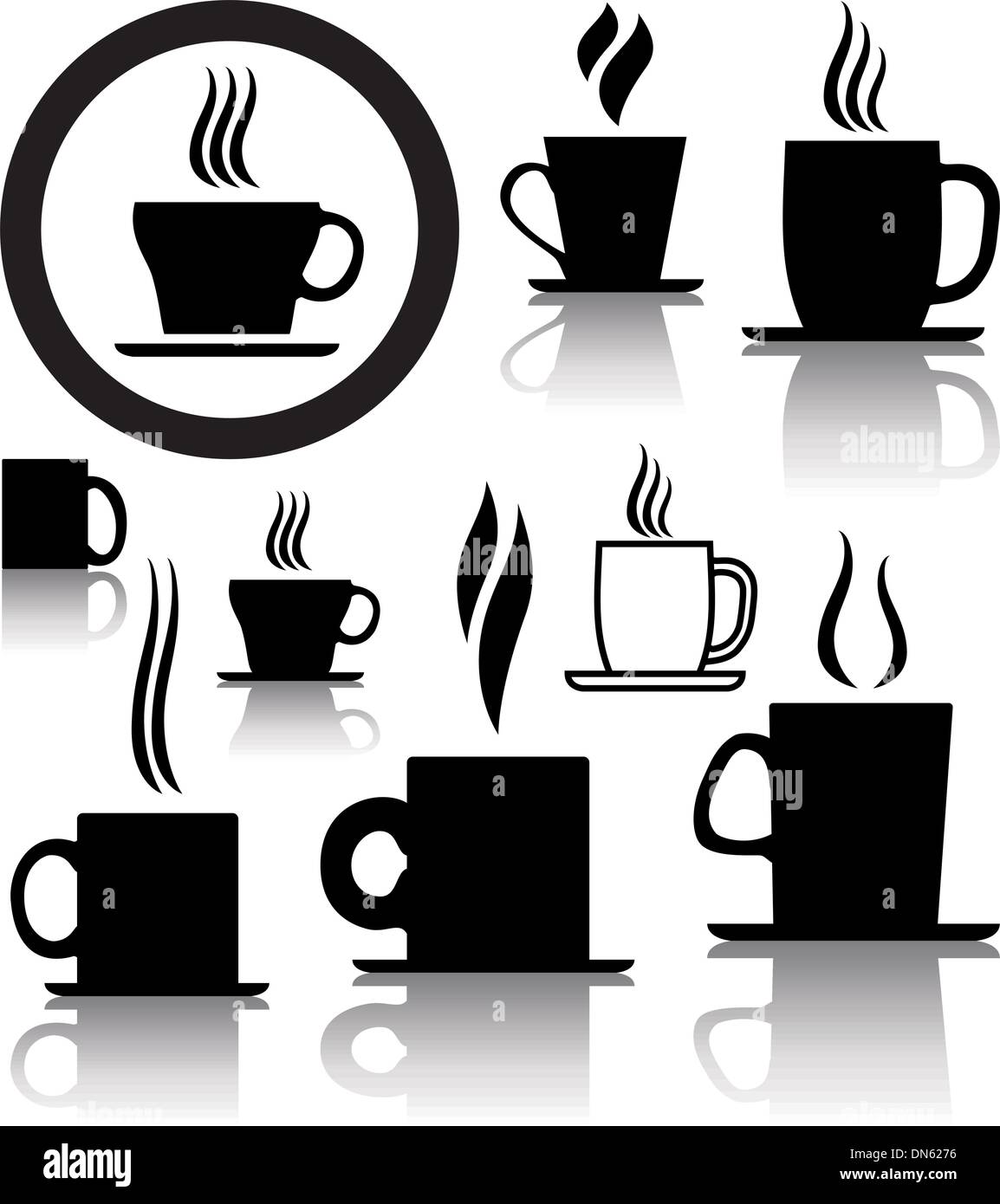 Vector set de té y café taza de iconos y símbolos Ilustración del Vector