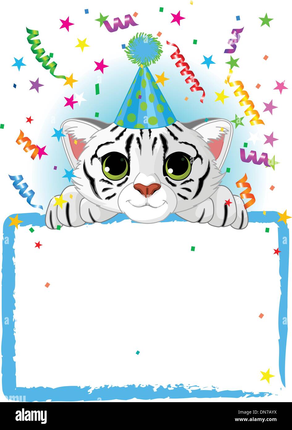 Bebe Tigre Blanco Cumpleanos Imagen Vector De Stock Alamy