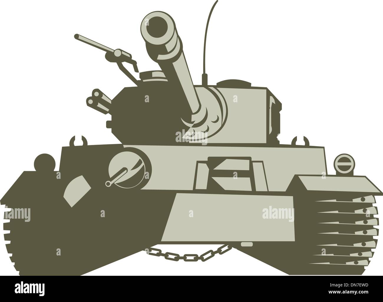 Retro de tanque del ejército Ilustración del Vector