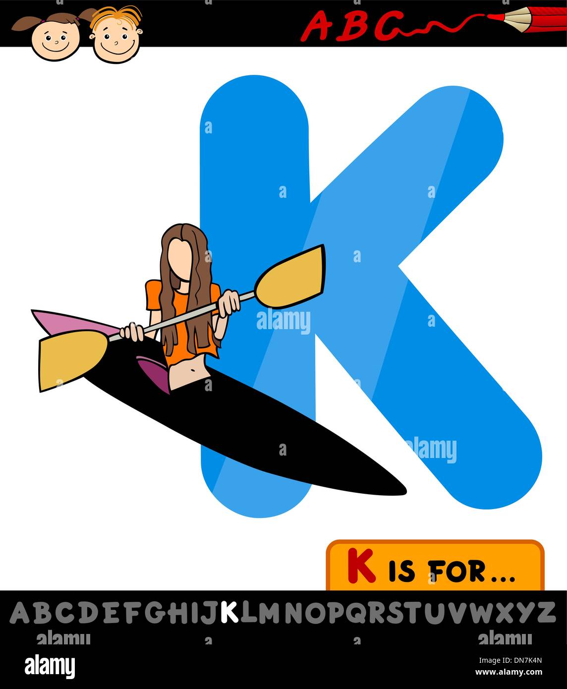 Letra k con kayak cartoon ilustración Ilustración del Vector