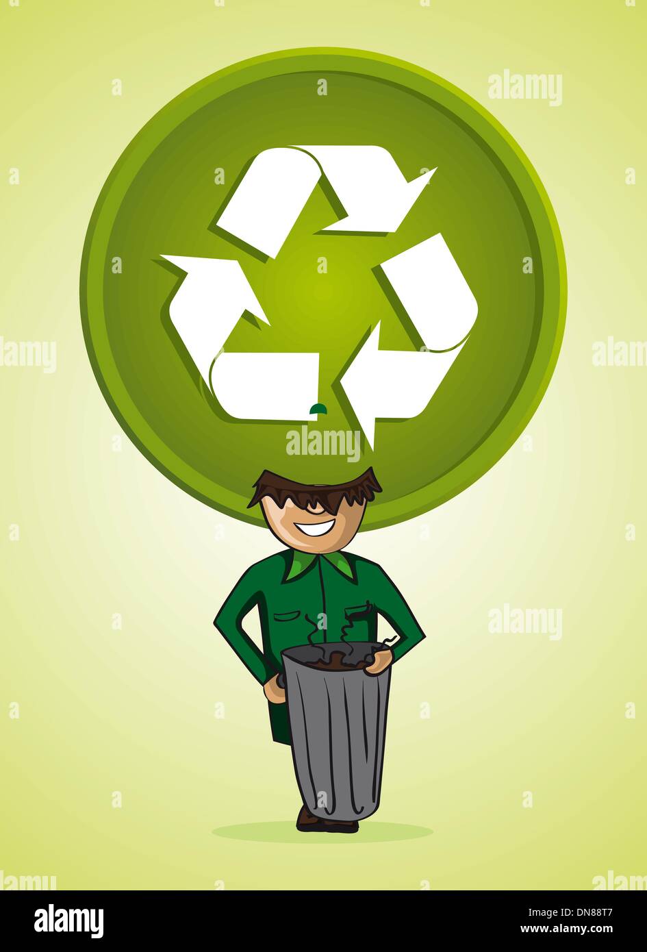 Servicio basurero hombre cartoon símbolo de reciclado Imagen Vector de  stock - Alamy