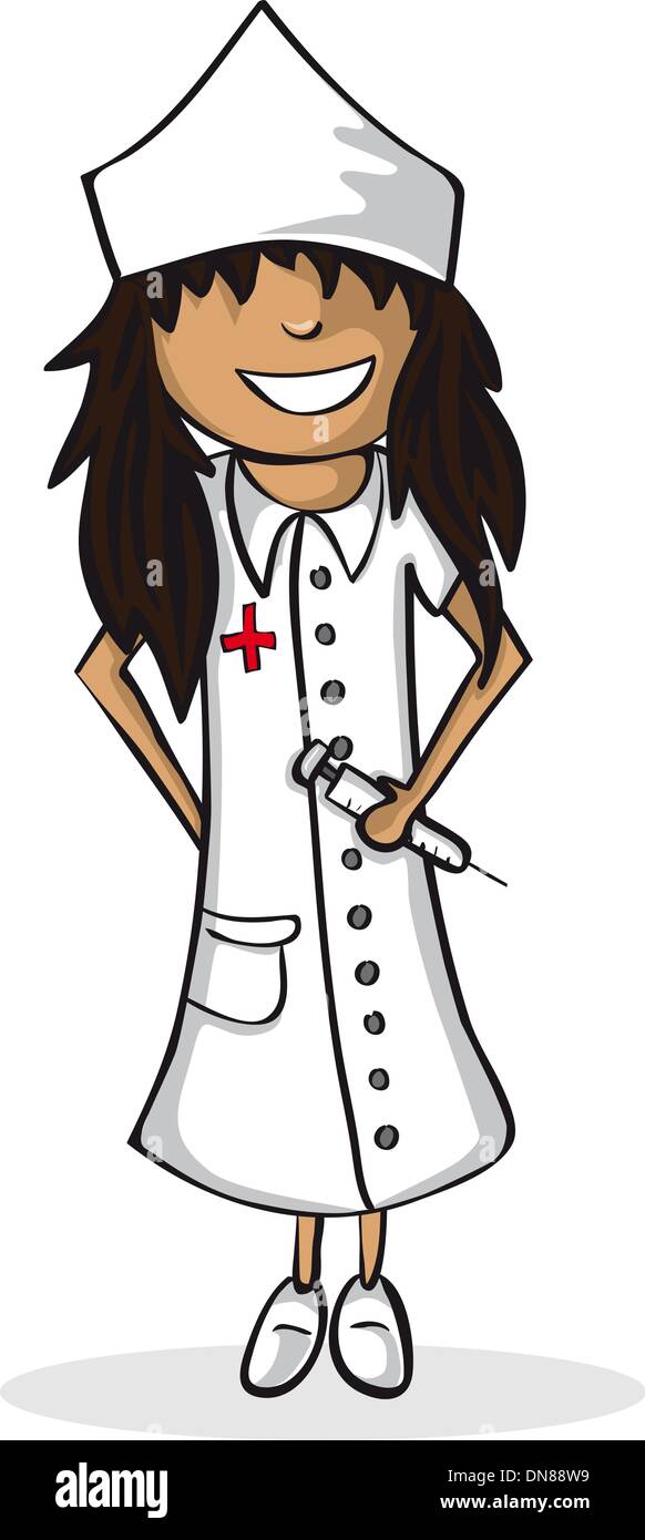 Enfermera de profesión mujer figura de la historieta Imagen Vector de stock  - Alamy