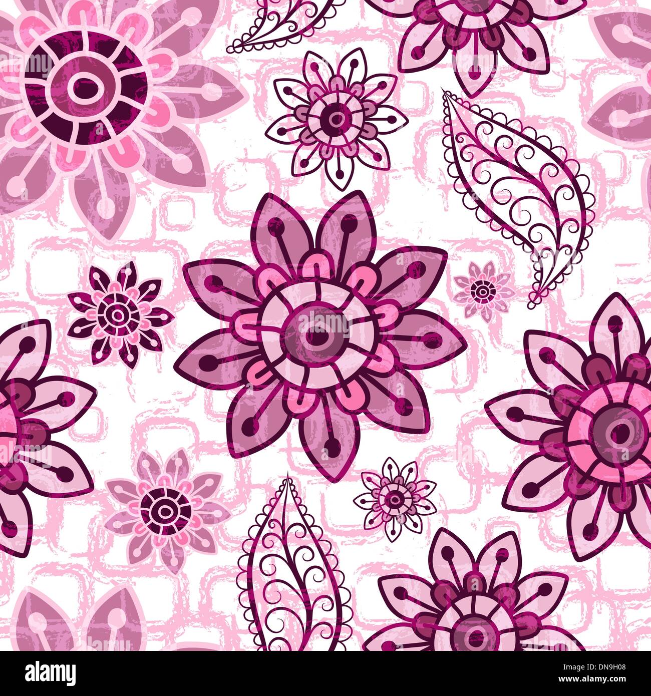 Rosa Floral grunge seamless pattern Ilustración del Vector
