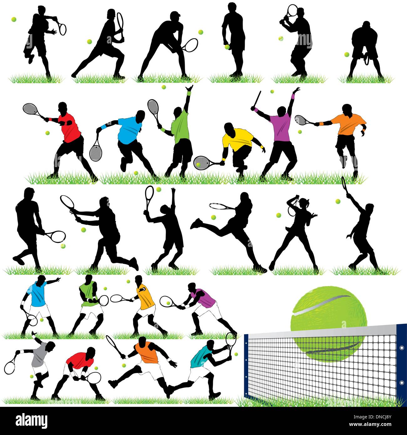 Conjunto de siluetas vectoriales de tenis Ilustración del Vector