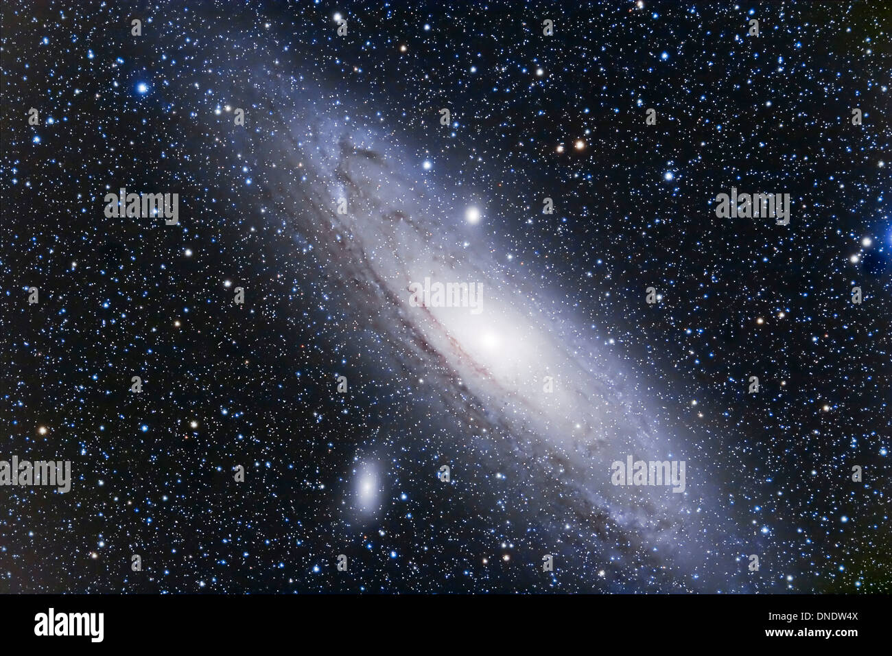 La galaxia Andrómeda, una galaxia espiral en la Constelación de Andrómeda. Foto de stock