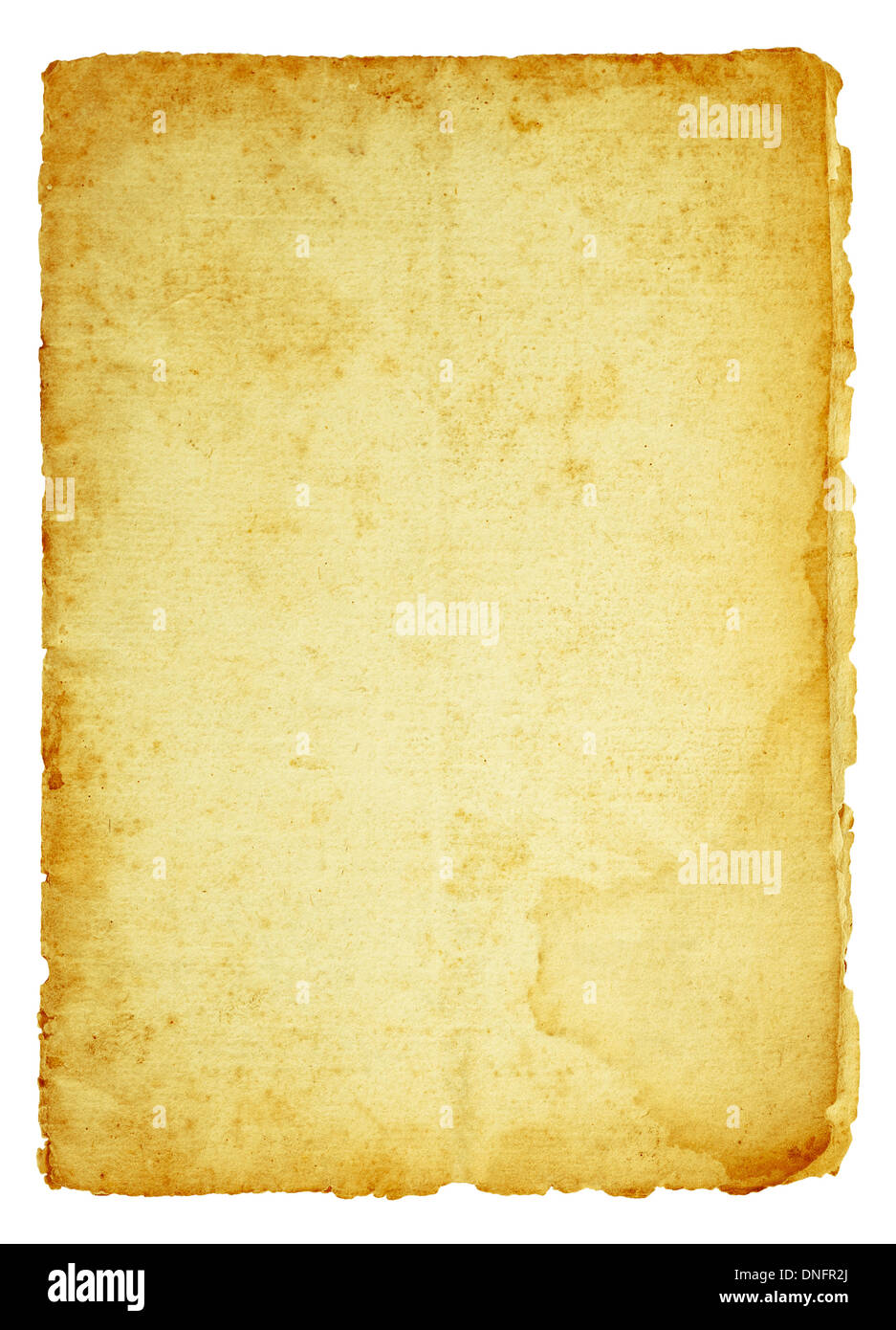 Sucio papel antiguo aislado en blanco Foto de stock