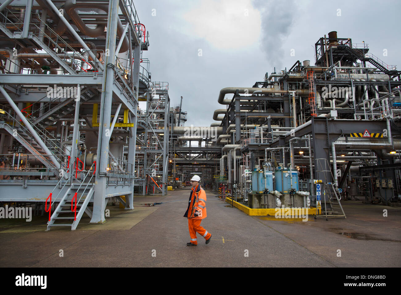Planta petroquímica Grangemouth Escocia y hogar de la refinería de petróleo de la industria de propiedad de Ineos, Reino Unido. Foto de stock