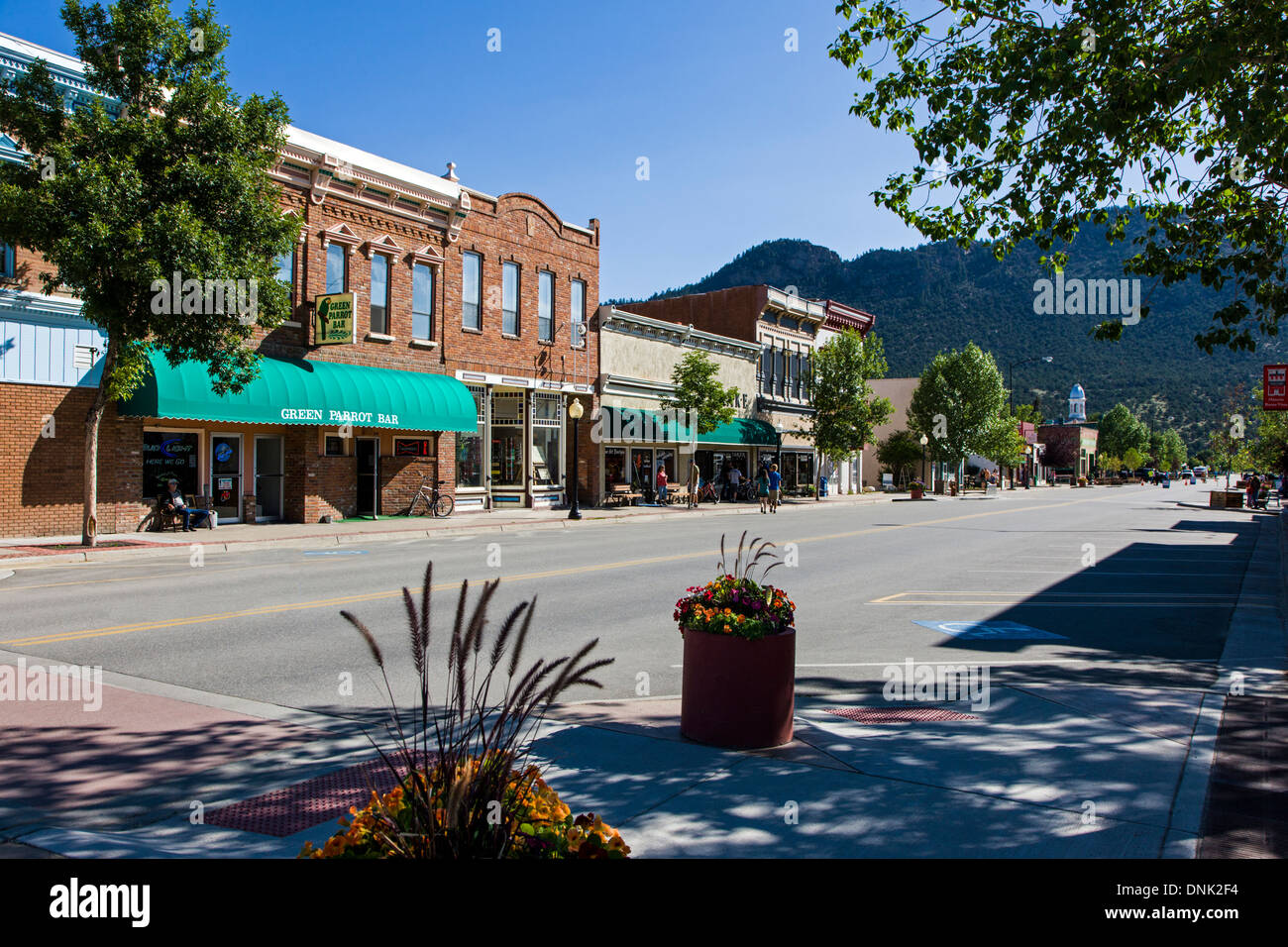 Distrito histórico del centro, la pequeña ciudad de montaña de Buena Vista, Colorado, EE.UU. Foto de stock