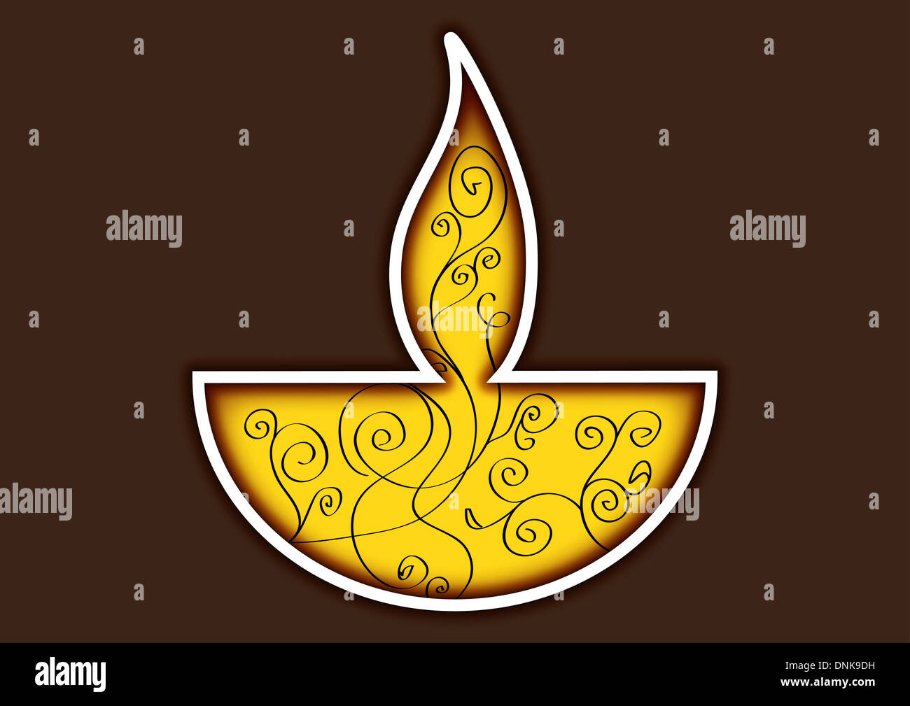 Diwali lámpara de aceite aislado sobre fondo de color Foto de stock