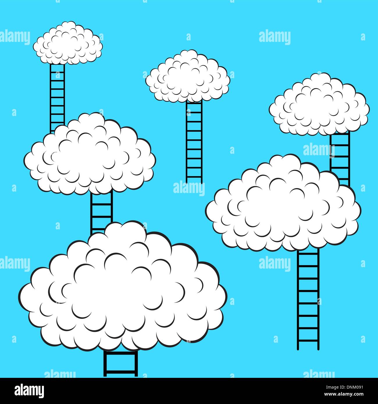 Las nubes con escaleras, ilustración vectorial Ilustración del Vector