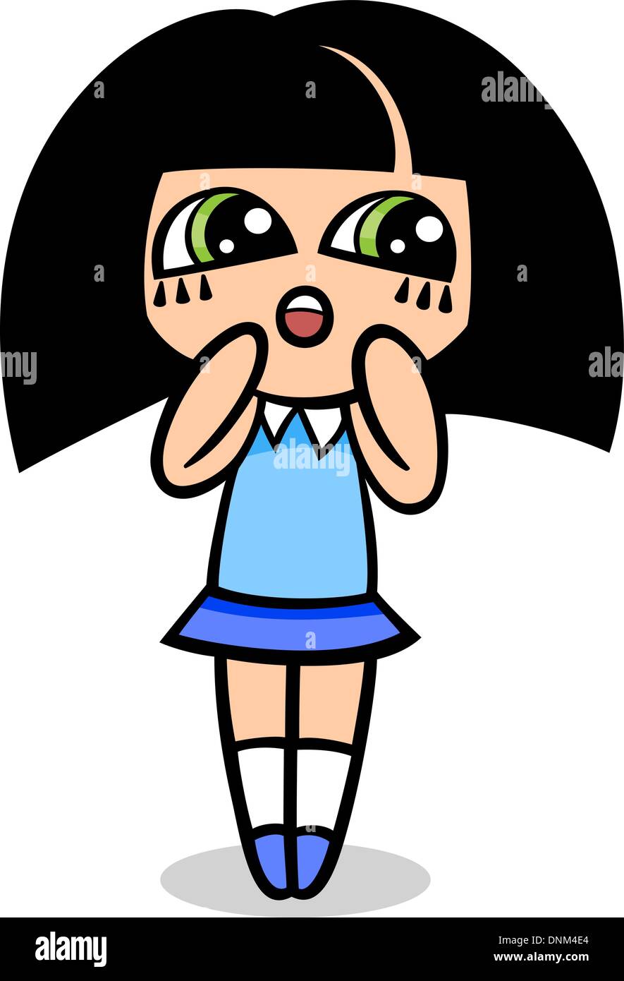 Ilustración de dibujos animados de estilo kawaii Cute Little Girl  sorprendió Imagen Vector de stock - Alamy