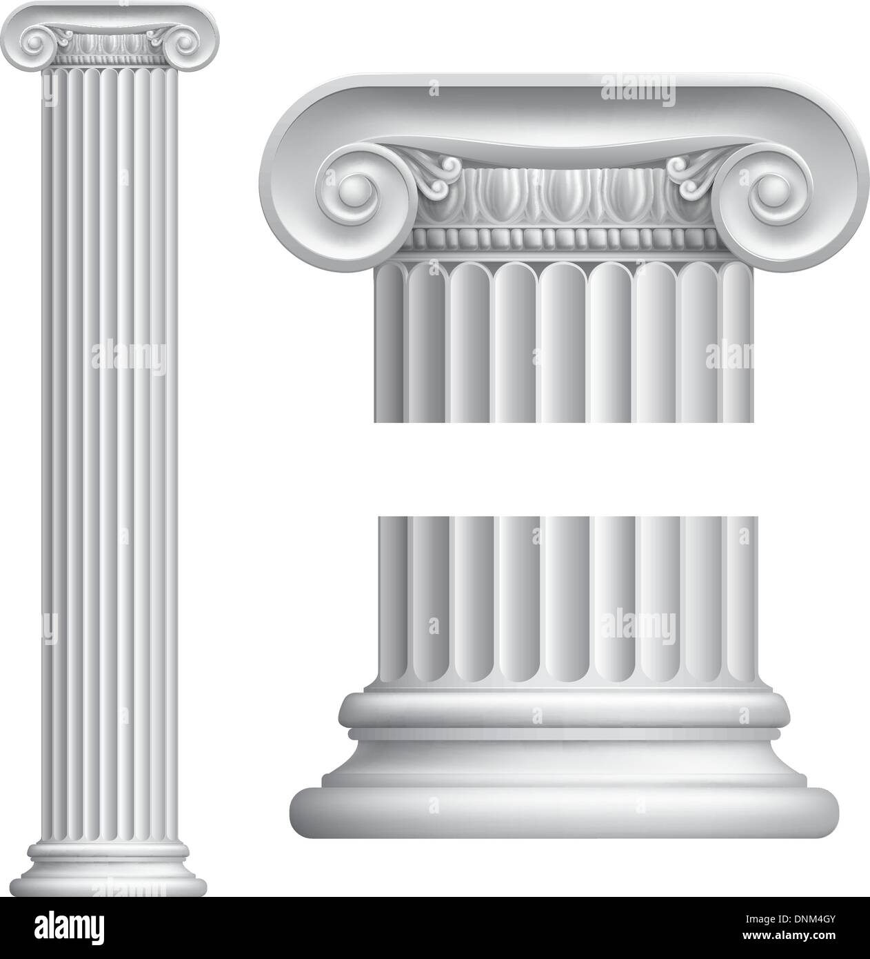 Ilustración de Griego Clásico o Romano columna iónica Ilustración del Vector