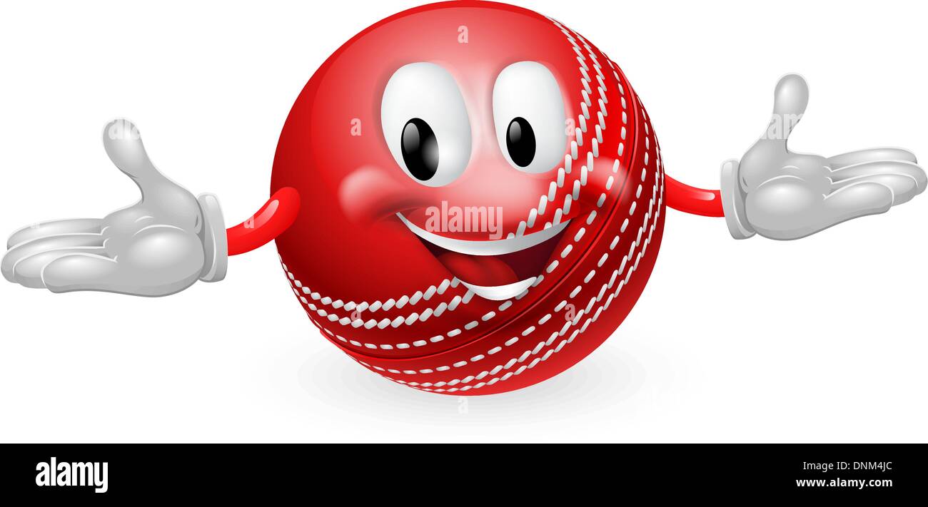 Ilustración de un lindo feliz mascota bola de cricket man Ilustración del Vector