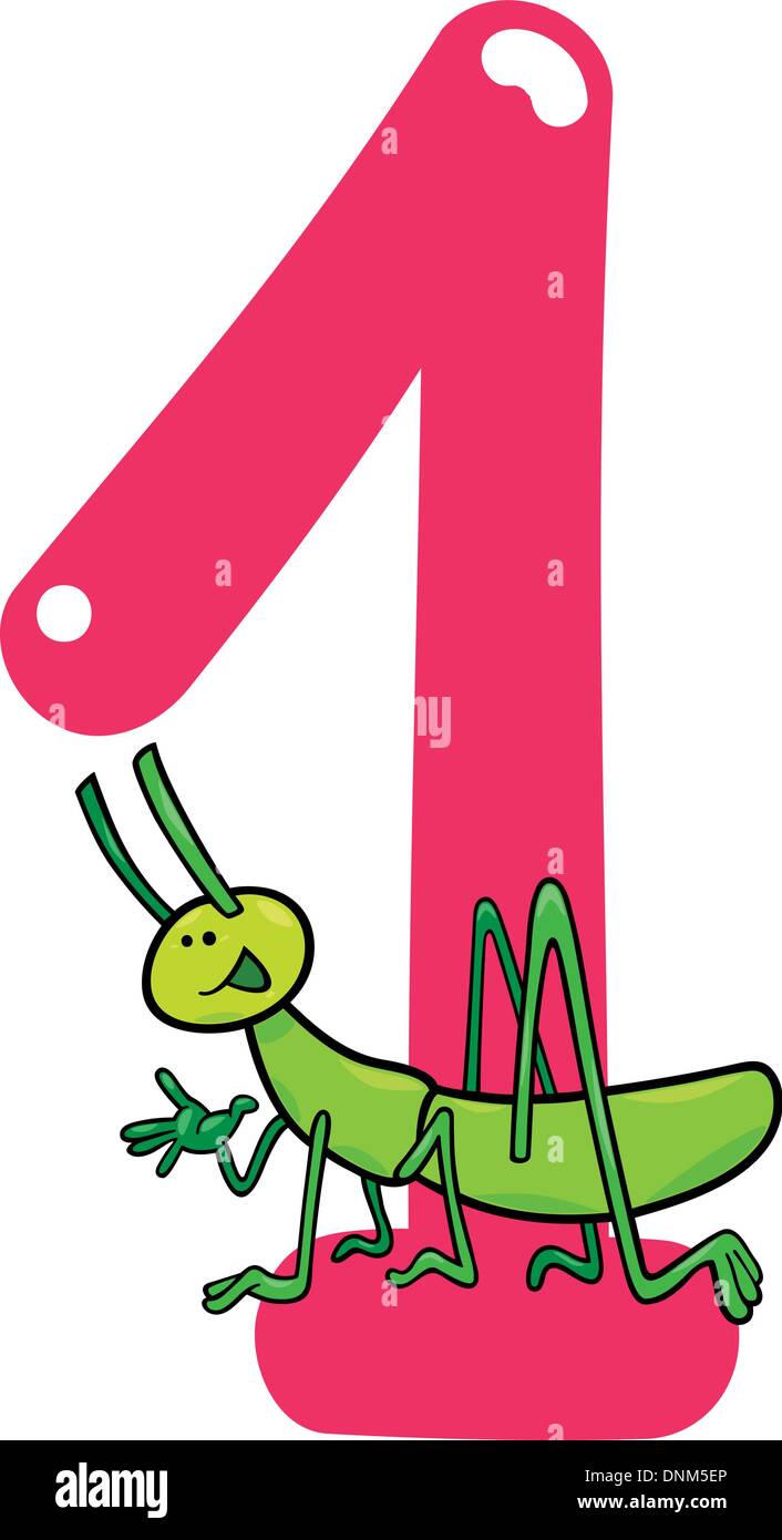 Ilustración de dibujos animados con el número uno y el saltamontes Imagen Vector de stock - Alamy Ilustración de dibujos animados con el número uno y el saltamontes Imagen Vector de stock - Alamy