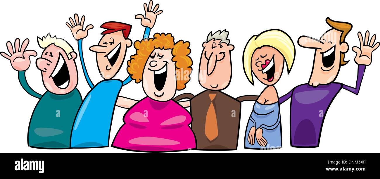 Ilustración de dibujos animados del grupo de gente feliz Imagen Vector de  stock - Alamy