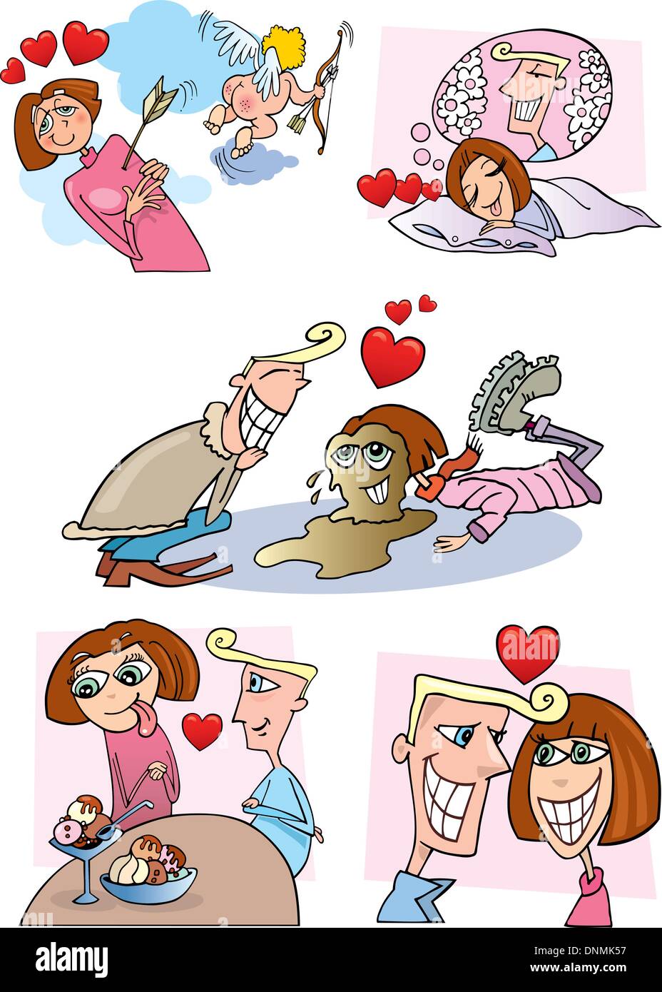 Ilustracion De Dibujos Animados De La Joven Pareja Comica Historia