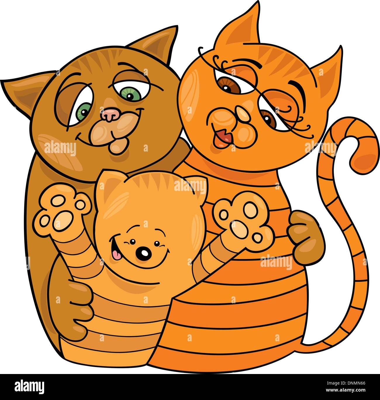 Ilustración de dibujos animados de gatos feliz familia Imagen Vector de  stock - Alamy