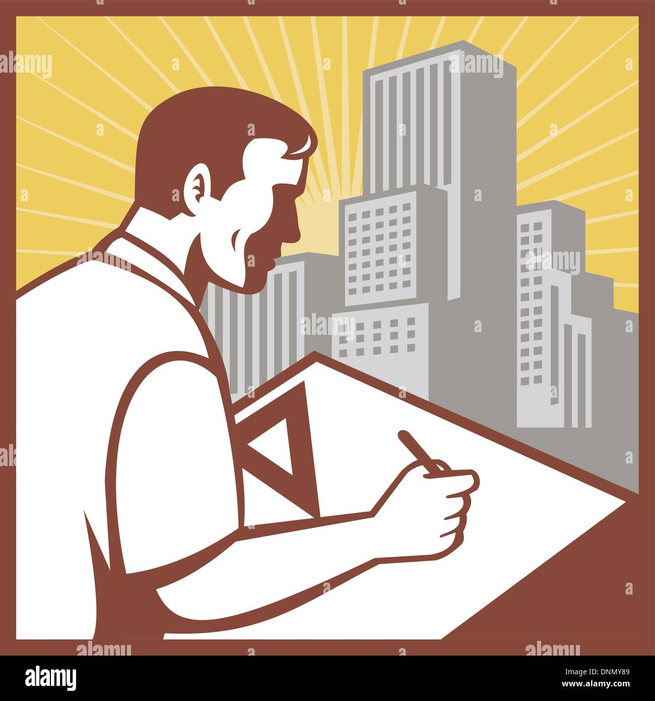 Ilustración de dibujante de arquitectura en el trabajo a bordo de dibujo con la creación en conjunto de fondo cuadrado interior Imagen Vector de stock - Alamy Ilustración de dibujante de arquitectura en el trabajo a bordo de dibujo con la creación en conjunto de fondo cuadrado interior Imagen Vector de stock - Alamy