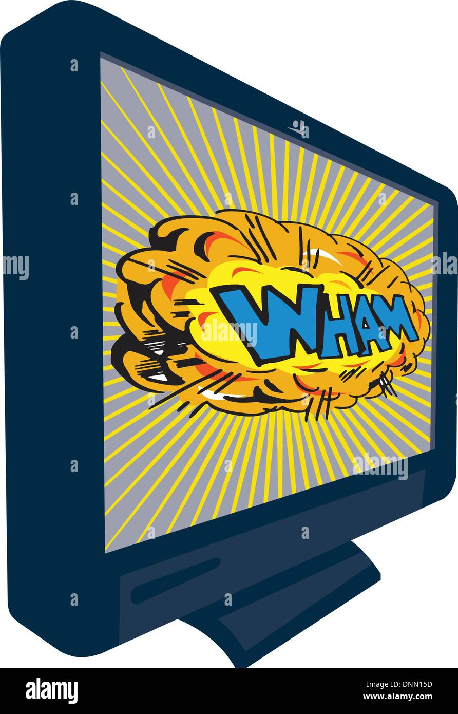 photo Plasma Moderno Televisor Animado ilustracion de una television de plasma lcd televisor sobre fondo blanco aisladas con estilo de dibujos animados y texto de explosion de wham imagen vector de stock alamy
