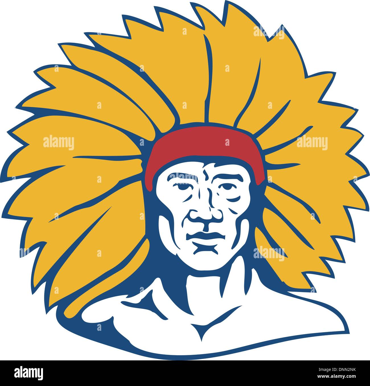 Ilustración de un jefe indígena americano hecho aislado en estilo retro. Ilustración del Vector