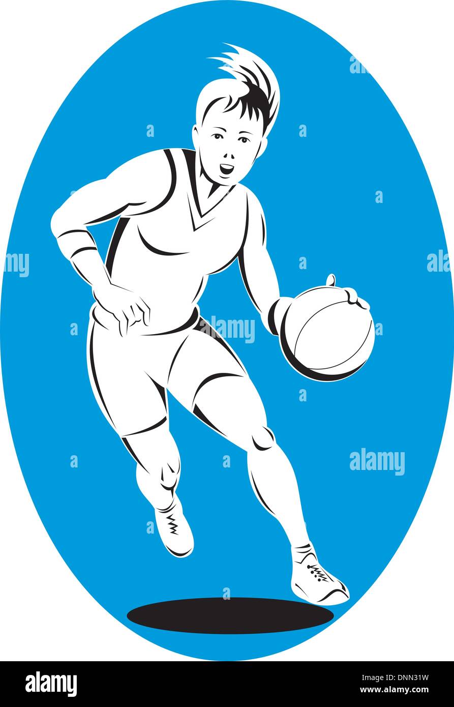 de un jugador de baloncesto pelota rebotando hecho en estilo retro Vector de stock - Alamy