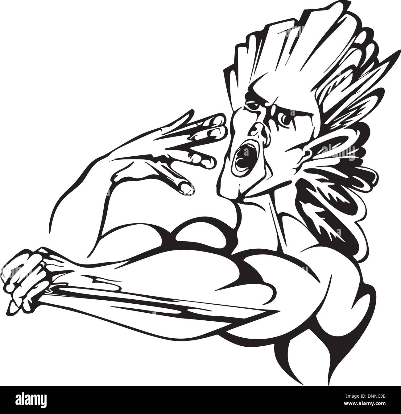 La batalla de los indios americanosllamada. En blanco y negro ilustración vectorial Imagen