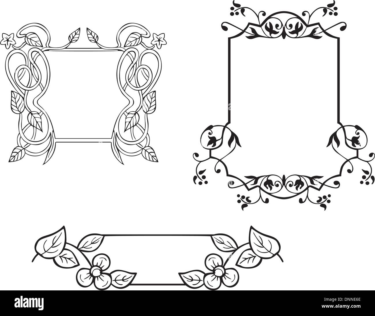 Tres varios marcos decorativos ornamentales y grupo vectorial EPS listas  para vinilo ilustración, dibujos en blanco y negro Imagen Vector de stock -  Alamy